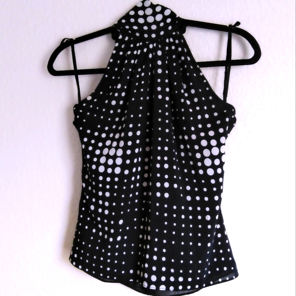 Black & White Polkadot Sleeveless Blouse